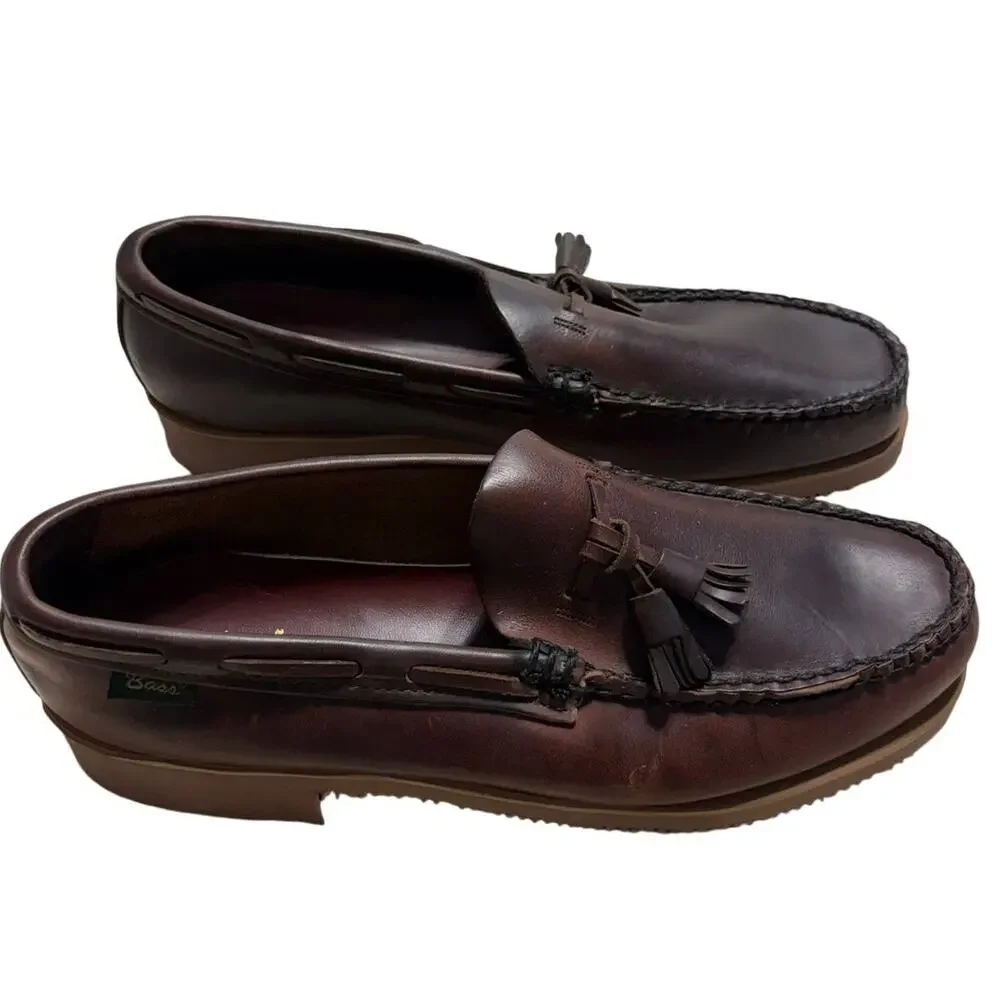 G.H. Bass Weejuns Loafers Men's Size 12 Brown Tassel Slip On Preppy Rubber Sole